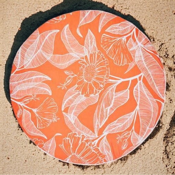 summer & rose Other - Large Roundie Orange Floral Blanket (Picnic / Beach Towel) - New In Package!